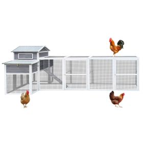 150" Extra Large Chicken Coop – Outdoor Wooden Hen House with Black Rust-Proof Metal Wire, 2 Nesting Boxes, 5 Perches for Poultry