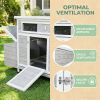 Large Wooden Chicken Coop Outdoor Hen House Poultry Cage for Outdoor with 2 Sides Nesting Boxes
