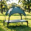 24 Inch Elevated Dog Bed with Removable Canopy UV Protection Outdoor Dog Cot Pet Bed for Camping Gray