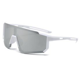 Sports Wrap Around Cycling Sunglasses Men Women UV400 Protection Polarized Mirror Lens Windproof Bike Driving Running Outdoor Sports Shield Visor Sung (style: White mercury)