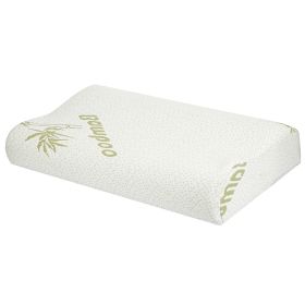 Bamboo Memory Foam Sleep Pillow Contoured Cervical Orthopedic Pillow Neck Support Breath Pillow (Color: White, size: One size)